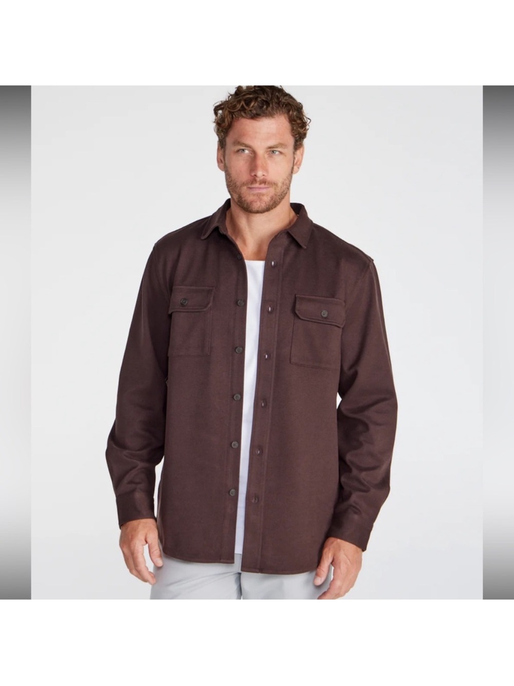 BYLT Basics Coastal Overshirt in Brown - Size Large